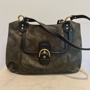 Coach Green and Black Leather Shoulder Bags